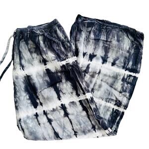 Bella Dahl Tie Dye Wide Leg Pant Size Large Black White Grey Cover Up Casual
